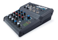 4CH USB DESKTOP MIXER WITH 2-XLR INPUTS, EQ, BUILT-IN ALESIS FX AND USB STEREO OUTPUT.